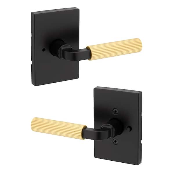 Mirada Matte Black Satin Brass Rectangle Bed/Bath Door Handle with Antimicrobial Technology