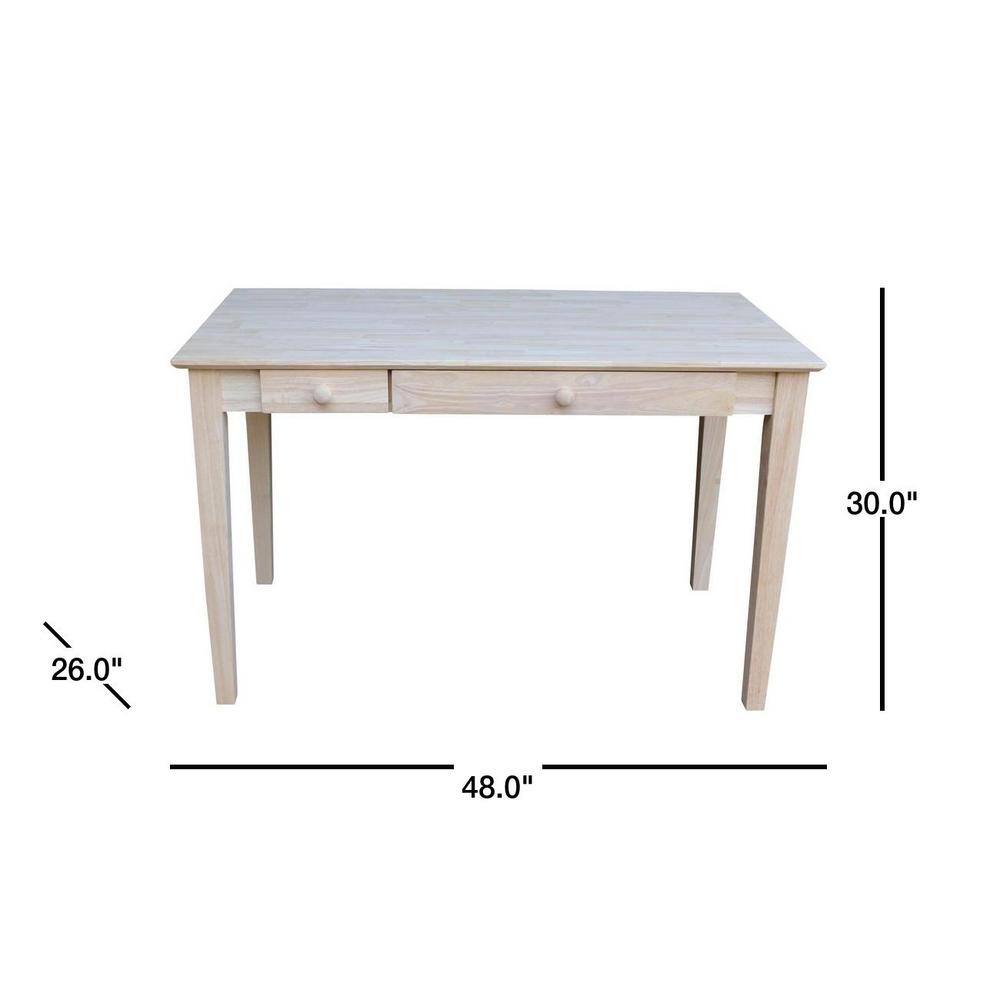 Natural Wood Rectangular Desk with Flip Down Drawer