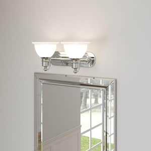 Madison Collection 2-Light Polished Chrome Etched Glass Traditional Bath Vanity Light