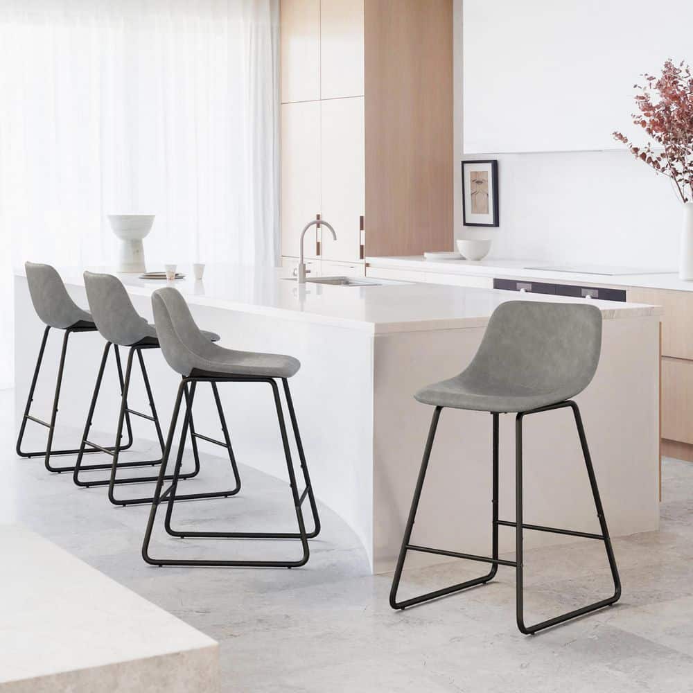 Century Modern Grey Bar Stools Walmart OrangeOne 24 Gray Faux