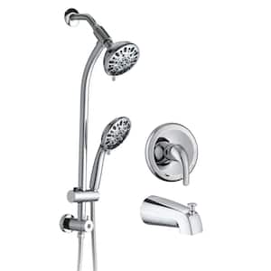 Single Handle 7-Spray Tub and Shower Faucet with Fixed Shower Head and Handheld Shower 1.8 GPM in. Chrome Valve Included
