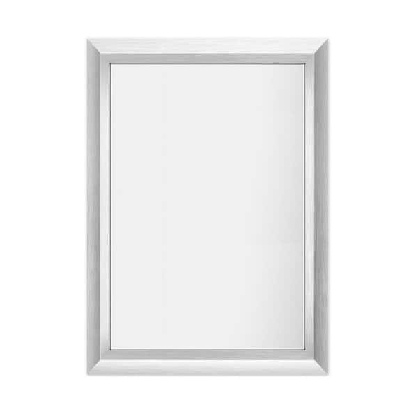 Apmir 20 in. W x 28 in. H Rectangular Aluminum Alloy Framed and Tempered Glass Wall Bathroom Vanity Mirror in Brushed Silver