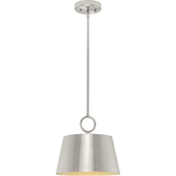 Parkhurst Collection 12.37 in. 1-Light Brushed Nickel New Traditional Pendant for Kitchen