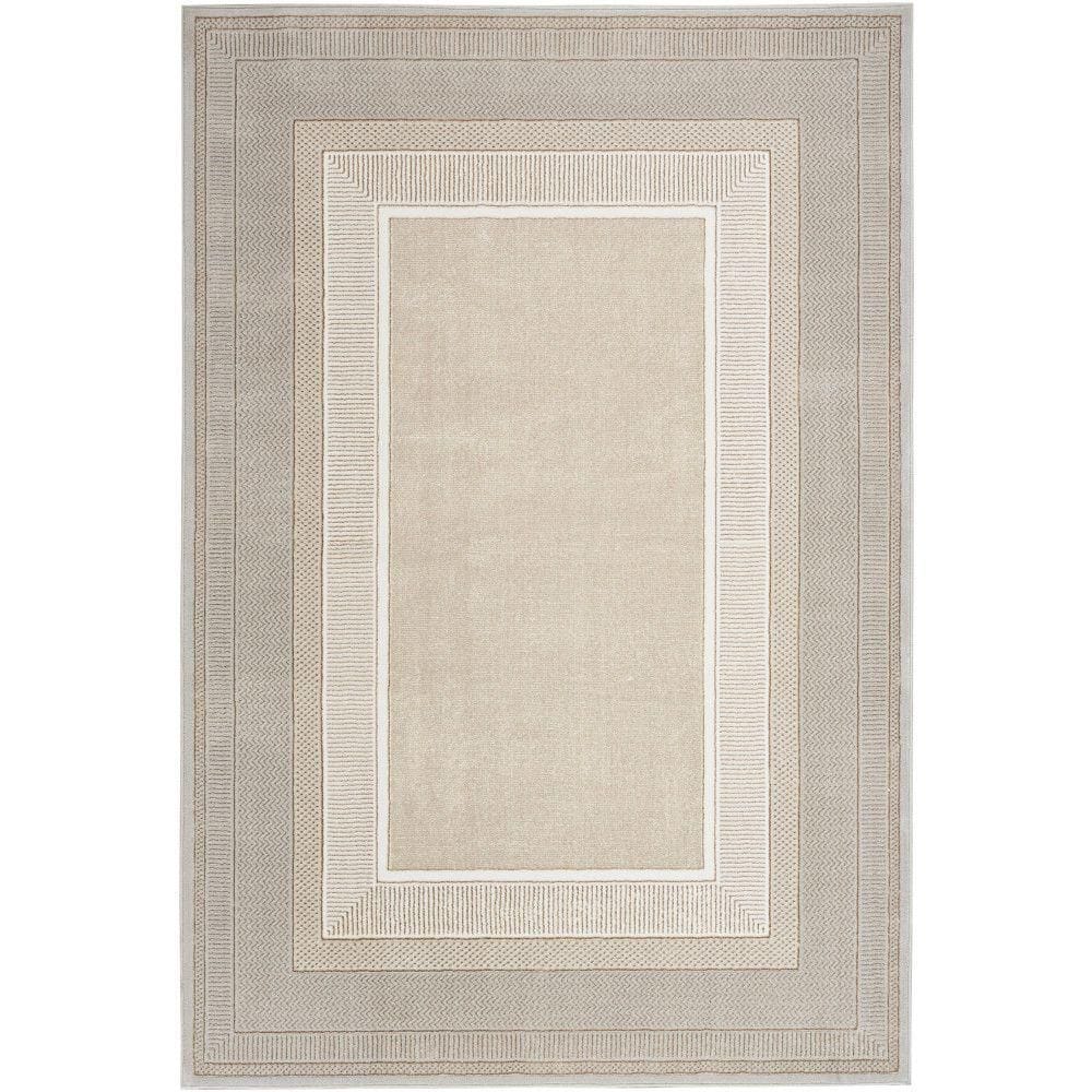 Ivory Geometric Abstract 5' x 7' Easy-Care Synthetic Area Rug