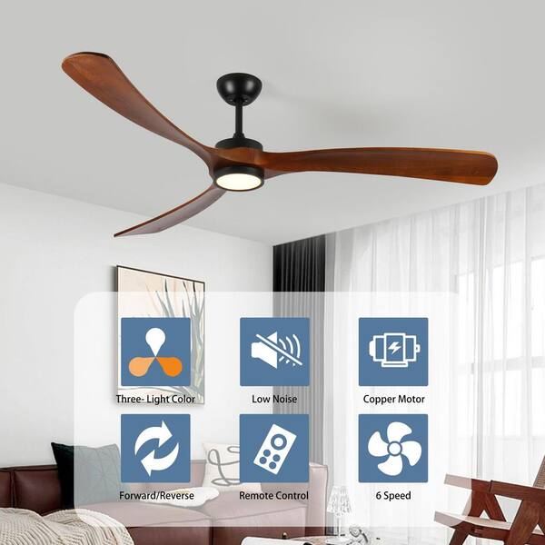 Sunpez 72 in. W Indoor Brown Wood LED Downrod Mount Ceiling