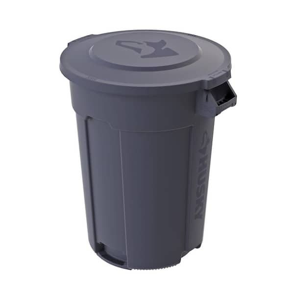 55 Gal. Grey Outdoor Vented Trash Can with Domed Lid, Rounded Handles, and Reinforced Foothold