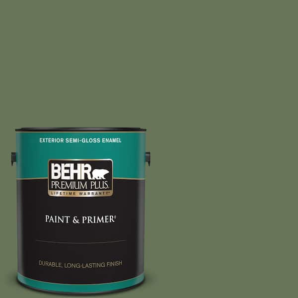 BEHR PREMIUM PLUS 1 gal. #PPU10-01 Scallion Semi-Gloss Enamel Exterior Paint & Primer