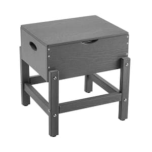 12 Qt. Gray HDPE Ice Chest Table For Patio, Outdoor Side Table with Ice Bucket, Patio Cooler