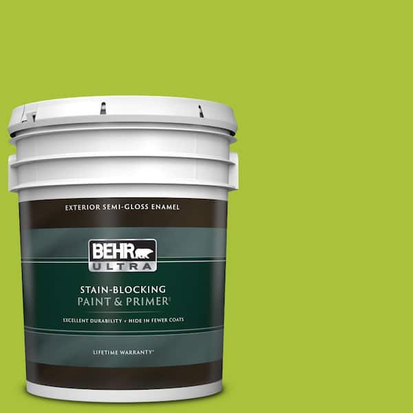 BEHR ULTRA 5 gal. #S-G-410 Green Crush Semi-Gloss Enamel Exterior Paint & Primer