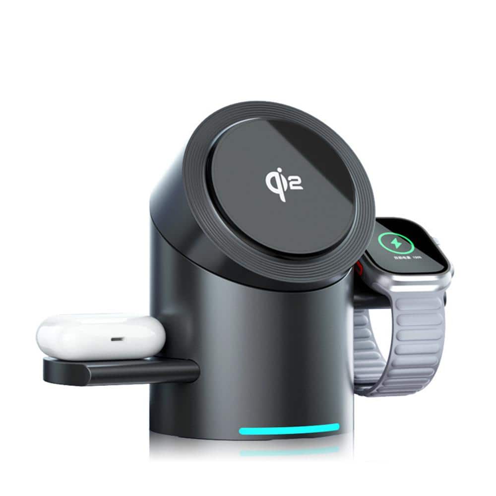 Aluminum Alloy Touch Rotation Magnetic Wireless Charging Station, 3 in 1 15