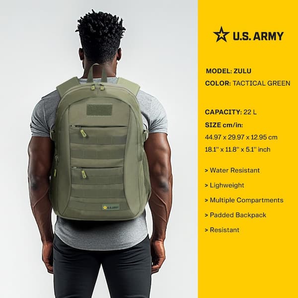 US ARMY U.S. Army ZULU Tactical Laptop Backpack Green USBZUL18GRN