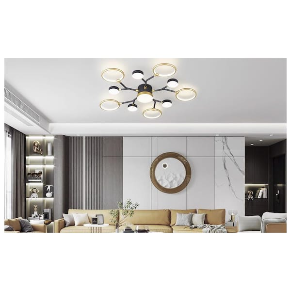 ZHLWIN Home Lighting 40 in. 11-Light Black and Gold ‎Painted LED