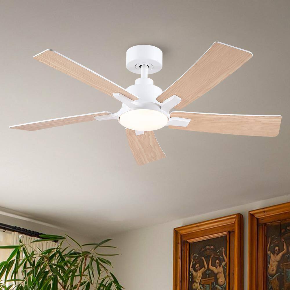 Stylish 46 in. Integrated LED Indoor White Standard Downrod Mount Ceiling Fan with Remote Contorl and Reversible Motor price history on PriceWatchPro