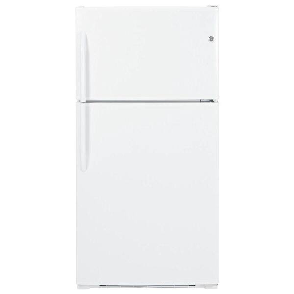 GE 32.75 in. W 21.0 cu. ft. Top Freezer Refrigerator in White, ENERGY STAR