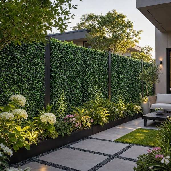 12 pcs Artificial Boxwood Hedge Panels UV-Protected Green Wall 20 in. H x 20 in. W Grass Wall Panels Greenery Backdrop