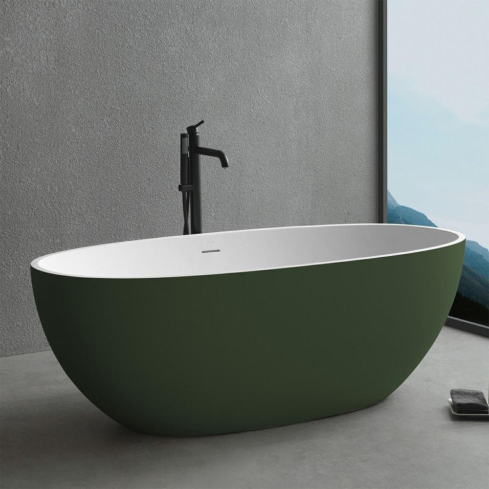 65 in. x 29.5 in. Solid Surface Flatbottom Soaking Bathtub with Center Drain in Green price history on PriceWatchPro