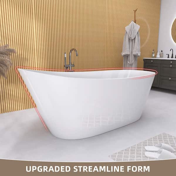 Getpro 55 in. x 29 in. Acrylic Freestanding Soaking Bathtub Single