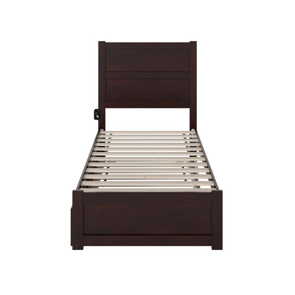 AFI NoHo Espresso Twin Solid Wood Platform Bed with Footboard and Twin
