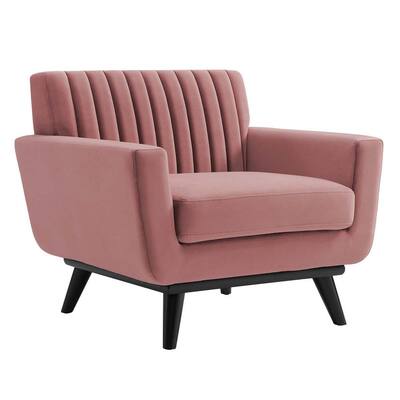 Engage Channel Tufted Performance Velvet Arm Chair in Dusty Rose