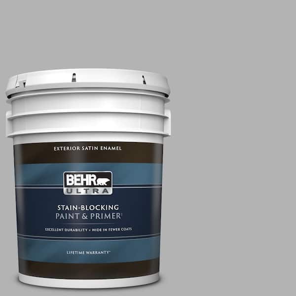 BEHR ULTRA 5 gal. #770E-3 Pewter Mug Satin Enamel Exterior Paint & Primer