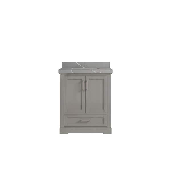 Willow Collections Boston 30 in. W x 22 in. D x 36 in. H Bath Vanity in Elephant Gray with 2 in. Piatra Quartz Top