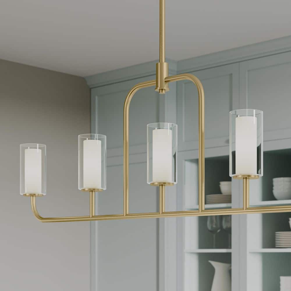 Mack 60-Watt 5-Light Linear Brushed Gold Modern Traditional Chandelier with Layered Glass Shades price history on PriceWatchPro