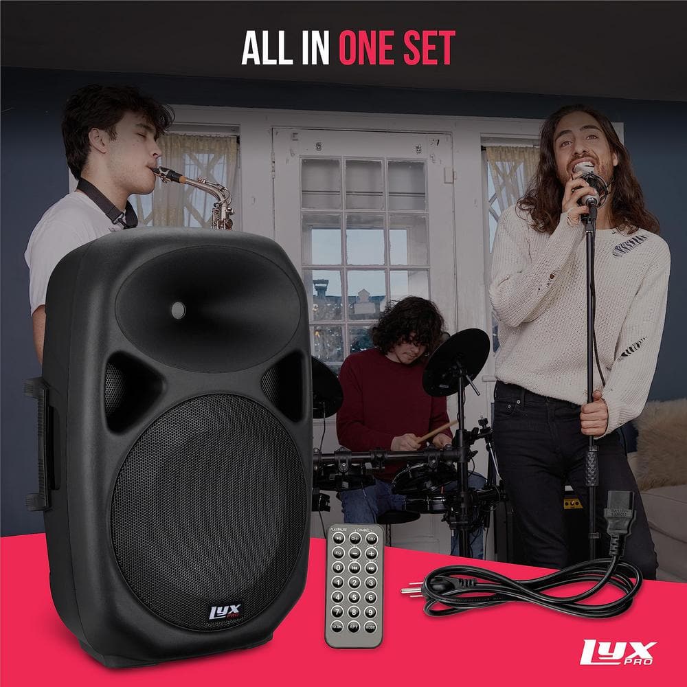 15" Black Portable PA Speaker with Bluetooth and MP3 Input