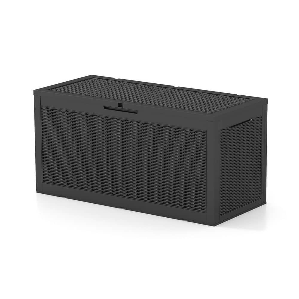 Patiowell 100 Gal. Outdoor Storage Plastic Resin Deck Box in Black