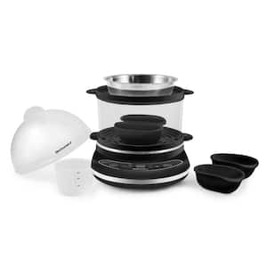 14-Eggs Cooker 2-Tier Egg Cooker, Black with Programmable