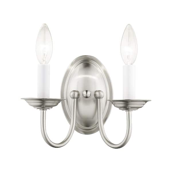 Callahan 9.75 in. 2-Light Brushed Nickel Wall Sconce