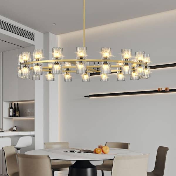 36 Light Gold No Decorative Accents Wagon Wheel Circle Chandelier for Dining Room with G4 LED Bulbs Included