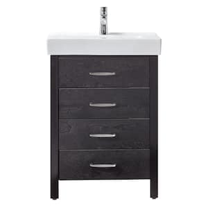 Cedarton 24 in. W x 18 in. D Bath Vanity in Espresso with Vitreous China Vanity Top in White and Sink