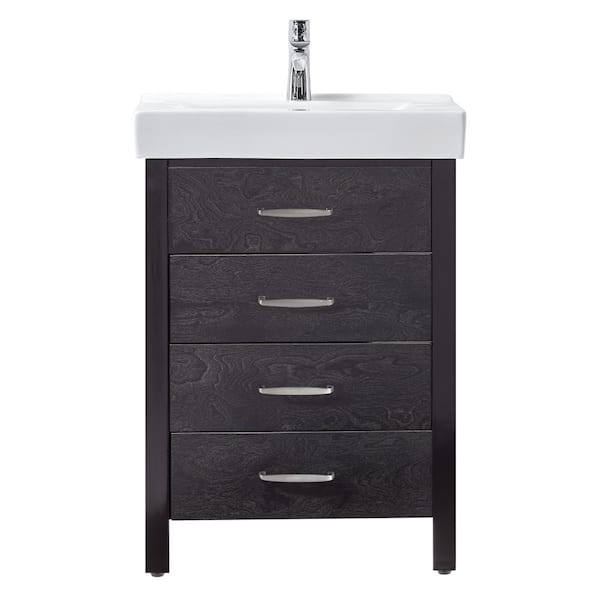 Home Decorators Collection Cedarton 24 in. W x 18 in. D Bath Vanity in Espresso with Vitreous China Vanity Top in White and Sink
