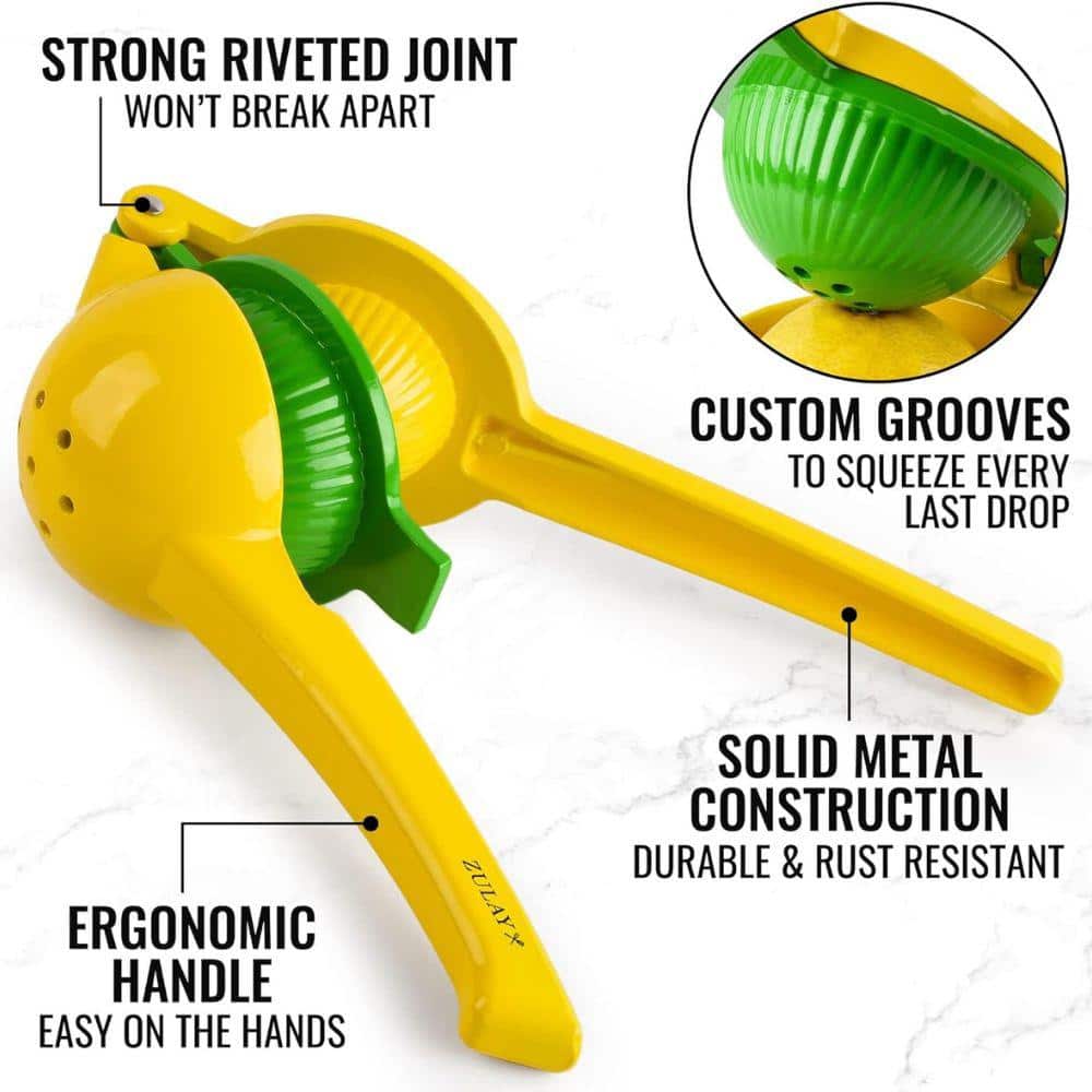 Yellow and Green Aluminum Citrus Juicer with Seed Filter