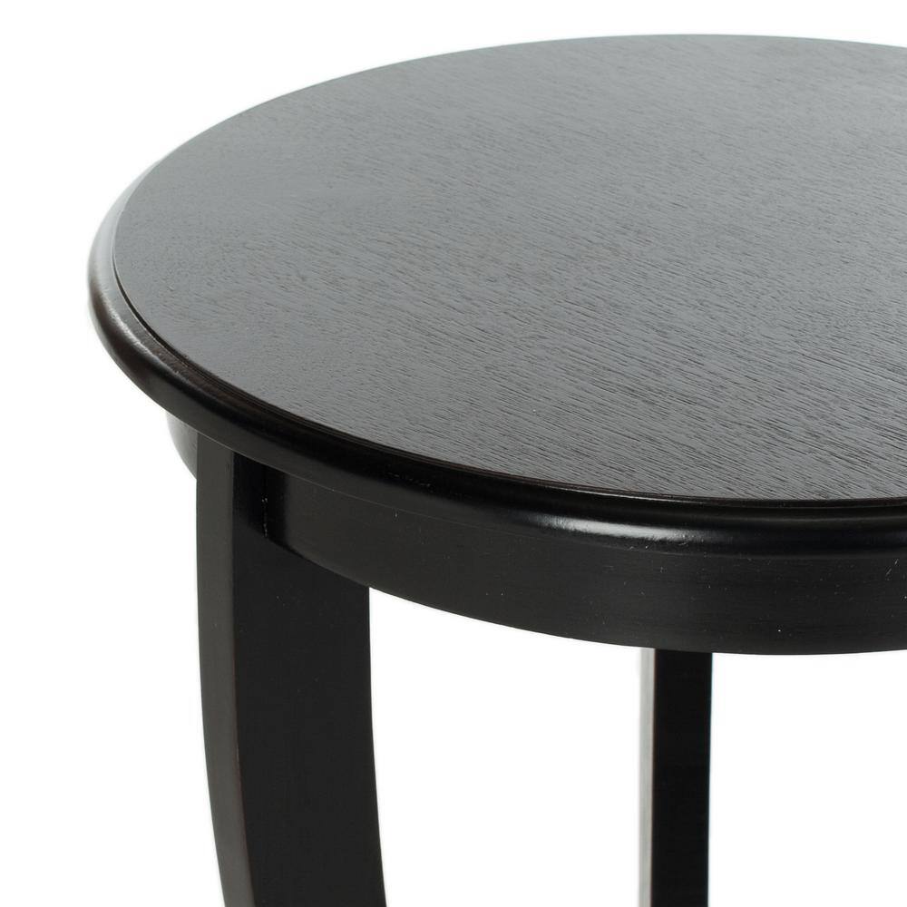 Gray Wood and Stone Round Pedestal Side Table