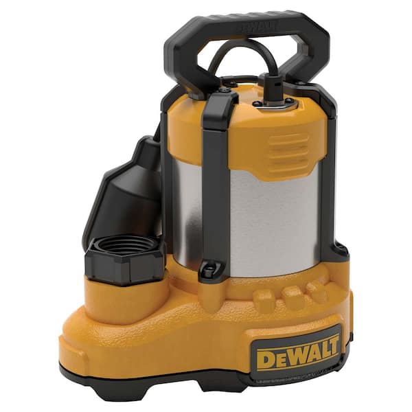 DEWALT 1/3 HP. Stainless Steel/Cast Iron Submersible Sump Pump, Tethered Switch