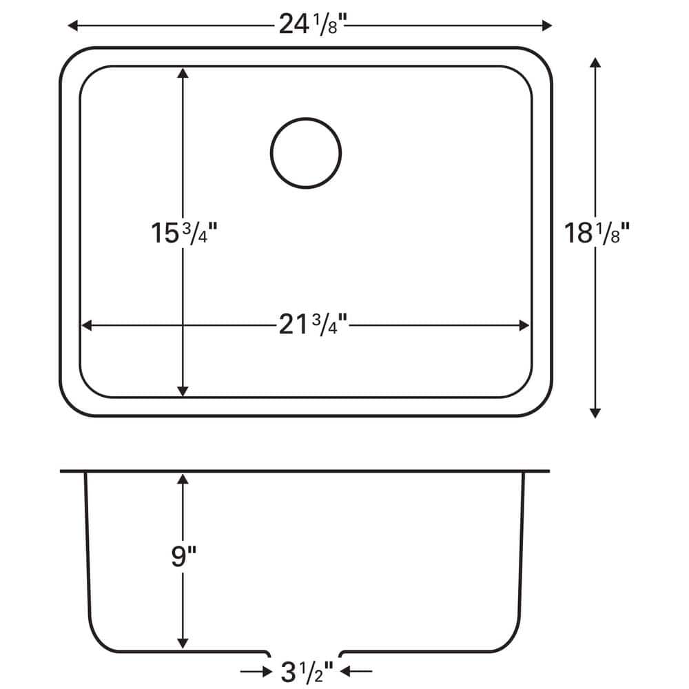 24'' Stainless Steel Single Bowl Drop-in Kitchen Sink
