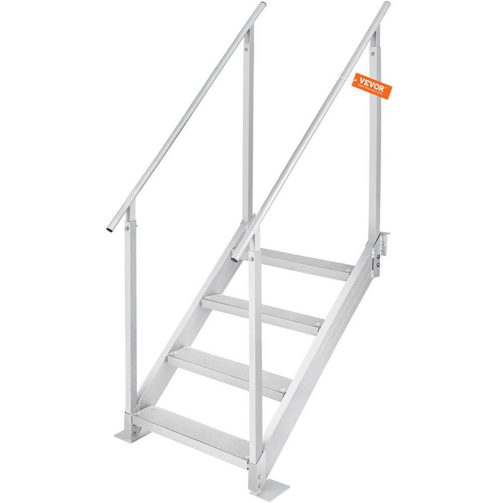 VEVOR Dock Ladder 4-Step Dock Stairs 30 in. - 38 in. Adjustable Height 500 lbs. Load Capacity for Above Ground Pool