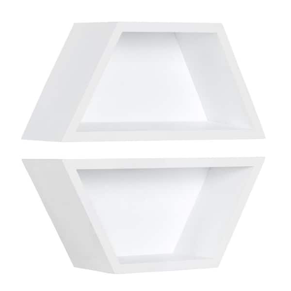 Kate and Laurel Camellia 16 in. x 7 in. x 5 in. White Decorative Wall Shelf