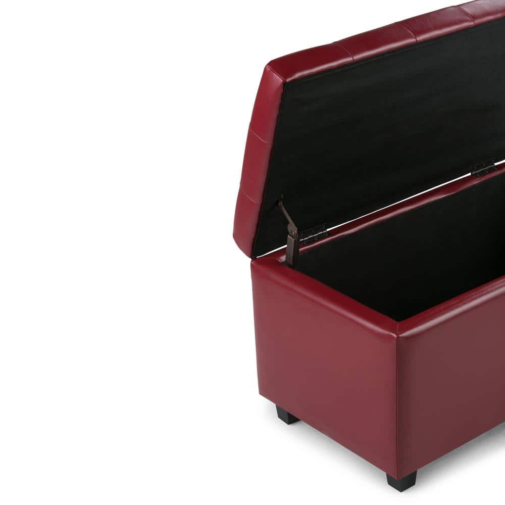Cosmopolitan Red Faux Leather Tufted Rectangular Storage Ottoman