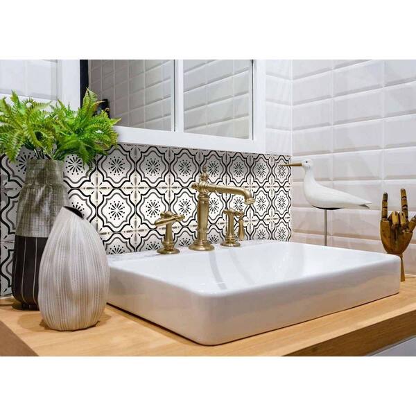 Mi Alma Black & White Collection Peel stick per piastrelle 24 PC set Backsplash tile adesivi per bagno e cucina in vinile decalcomanie da parete facile da applicare Just Peel & stick