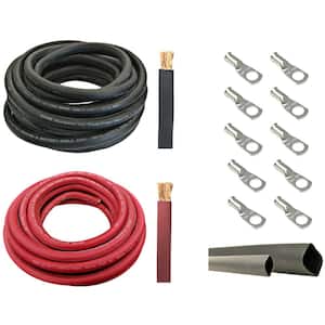 6-Gauge 15 ft. Black/15 ft. Red Welding Cable Kit Includes 10-Pieces of Cable Lugs and 3 ft. Heat Shrink Tubing