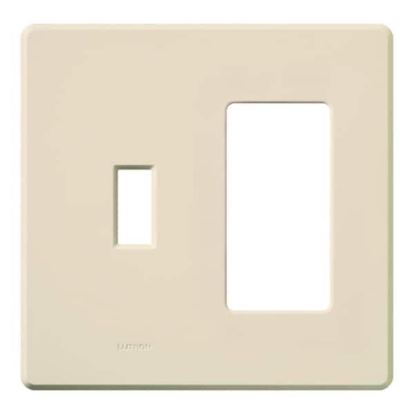 Lutron Fassada 2-Gang White 1-Toggle / 1-Decorator / Rocker Plastic Wall Plate-Light Almond