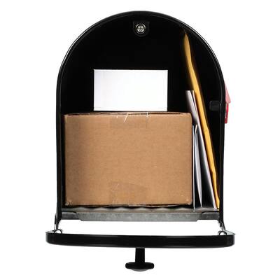 Outback Double Door, Large, Steel, Post Mount Mailbox, Black