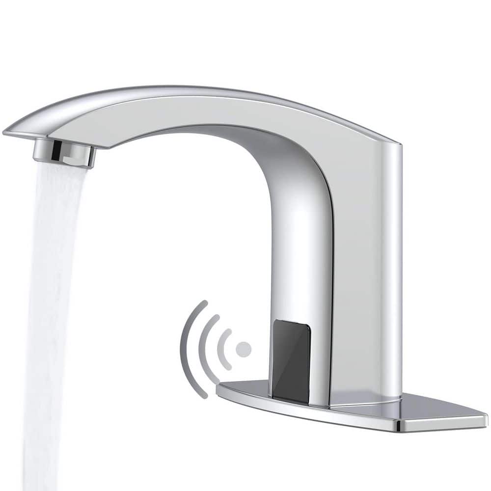 Automatic Sensor Touchless Single Hole Bathroom Sink Faucet with Deck Plate & Pop-Up Drain in Polished Chrome price history on PriceWatchPro