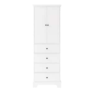 Anky 23.6 in. W x 15.7 in. D x 68.1 in. H White MDF Freestanding Bathroom Storage Linen Cabinet