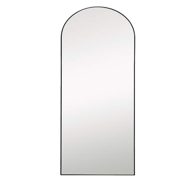 Dovelina 31 in. W x 71 in. H Arched Black Wood Framed Full Length Mirror Standing Floor Mirror