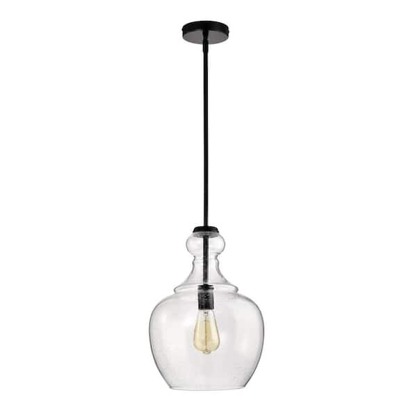 Tasio 11 in. 1-Light Indoor Matte Black Finish Pendant Light