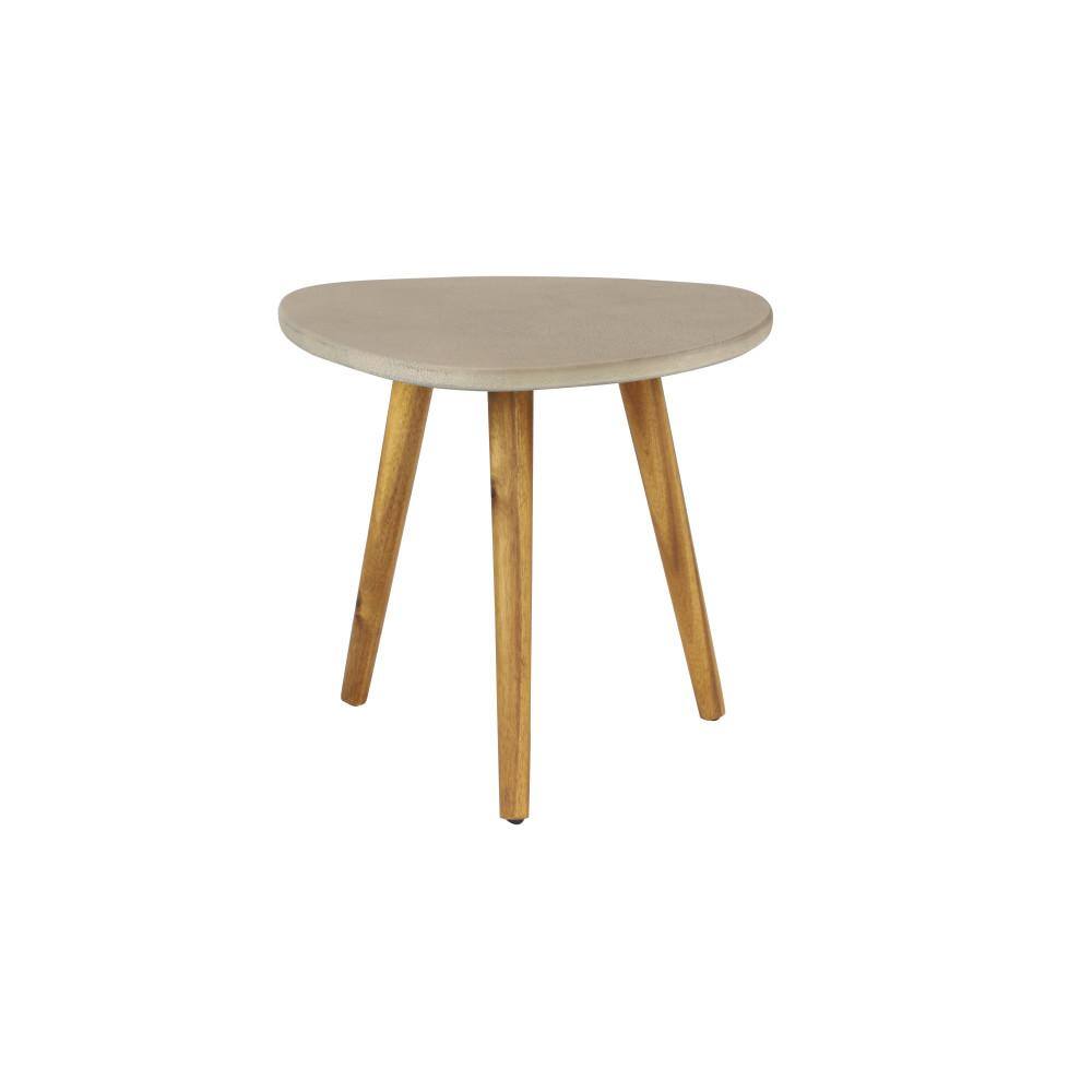 Gray Triangle Acacia Wood Outdoor Accent Table