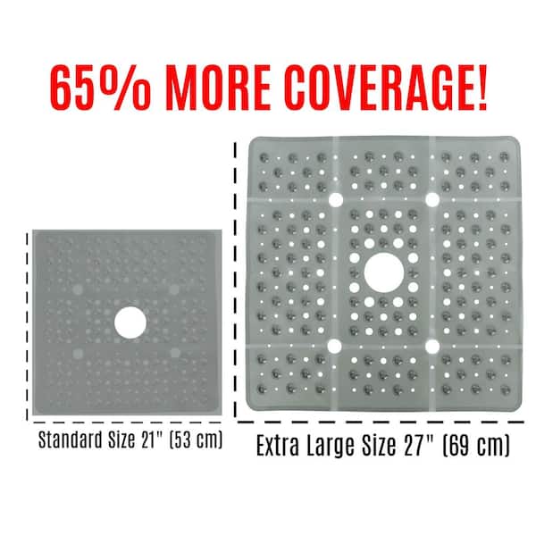 SlipX Solutions 27 x 27 Extra Large Square Shower Mat in Translucent Aqua